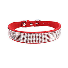 Load image into Gallery viewer, Comfortable Suede Fiber Crystal Dog Collar Glitter Rhinestone Dog Collars Zinc Alloy Buckle Collar for Small Dogs Cats XS/S/M/L
