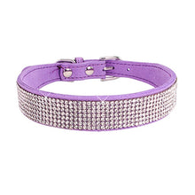 Load image into Gallery viewer, Comfortable Suede Fiber Crystal Dog Collar Glitter Rhinestone Dog Collars Zinc Alloy Buckle Collar for Small Dogs Cats XS/S/M/L