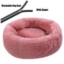 Load image into Gallery viewer, Round Plush Dog Bed with Zipper House Dog Mat Winter Warm Sleeping Cats Nest Soft Long Plush Dog Basket Pet Cushion Portable
