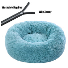 Load image into Gallery viewer, Round Plush Dog Bed with Zipper House Dog Mat Winter Warm Sleeping Cats Nest Soft Long Plush Dog Basket Pet Cushion Portable
