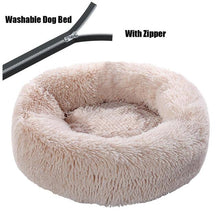 Load image into Gallery viewer, Round Plush Dog Bed with Zipper House Dog Mat Winter Warm Sleeping Cats Nest Soft Long Plush Dog Basket Pet Cushion Portable
