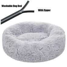 Load image into Gallery viewer, Round Plush Dog Bed with Zipper House Dog Mat Winter Warm Sleeping Cats Nest Soft Long Plush Dog Basket Pet Cushion Portable
