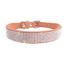 Load image into Gallery viewer, Comfortable Suede Fiber Crystal Dog Collar Glitter Rhinestone Dog Collars Zinc Alloy Buckle Collar for Small Dogs Cats XS/S/M/L
