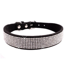 Load image into Gallery viewer, Comfortable Suede Fiber Crystal Dog Collar Glitter Rhinestone Dog Collars Zinc Alloy Buckle Collar for Small Dogs Cats XS/S/M/L
