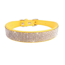 Load image into Gallery viewer, Comfortable Suede Fiber Crystal Dog Collar Glitter Rhinestone Dog Collars Zinc Alloy Buckle Collar for Small Dogs Cats XS/S/M/L
