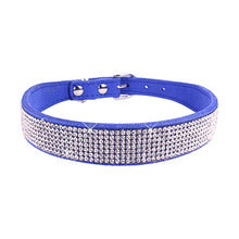 Load image into Gallery viewer, Comfortable Suede Fiber Crystal Dog Collar Glitter Rhinestone Dog Collars Zinc Alloy Buckle Collar for Small Dogs Cats XS/S/M/L
