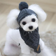 Load image into Gallery viewer, Hat for Dogs Winter Warm Stripes Knitted Hat+Scarf Collar Puppy Teddy Costume Christmas Clothes Santa Dog Costume
