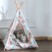 Load image into Gallery viewer, Pet Tent House Cat Bed Portable Teepee Thick Cushion Available for Dog Puppy Outdoor Indoor Portable Linen Pet Dog Tent Supplies
