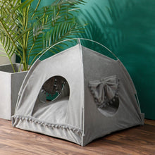 Load image into Gallery viewer, Pet Tent House Cat Bed Portable Teepee Thick Cushion Available for Dog Puppy Outdoor Indoor Portable Linen Pet Dog Tent Supplies
