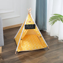 Load image into Gallery viewer, Pet Tent House Cat Bed Portable Teepee Thick Cushion Available for Dog Puppy Outdoor Indoor Portable Linen Pet Dog Tent Supplies
