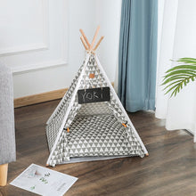 Load image into Gallery viewer, Pet Tent House Cat Bed Portable Teepee Thick Cushion Available for Dog Puppy Outdoor Indoor Portable Linen Pet Dog Tent Supplies
