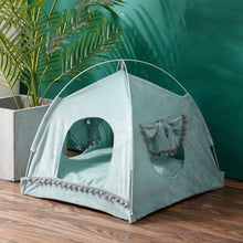 Load image into Gallery viewer, Pet Tent House Cat Bed Portable Teepee Thick Cushion Available for Dog Puppy Outdoor Indoor Portable Linen Pet Dog Tent Supplies
