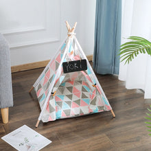 Load image into Gallery viewer, Pet Tent House Cat Bed Portable Teepee Thick Cushion Available for Dog Puppy Outdoor Indoor Portable Linen Pet Dog Tent Supplies
