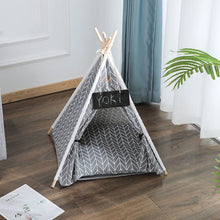 Load image into Gallery viewer, Pet Tent House Cat Bed Portable Teepee Thick Cushion Available for Dog Puppy Outdoor Indoor Portable Linen Pet Dog Tent Supplies
