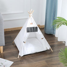 Load image into Gallery viewer, Pet Tent House Cat Bed Portable Teepee Thick Cushion Available for Dog Puppy Outdoor Indoor Portable Linen Pet Dog Tent Supplies
