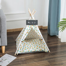 Load image into Gallery viewer, Pet Tent House Cat Bed Portable Teepee Thick Cushion Available for Dog Puppy Outdoor Indoor Portable Linen Pet Dog Tent Supplies
