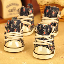 Load image into Gallery viewer, 4pcs\lot Autumn Winter Outdoor warm Pet Dog Denim Shoes puppy Canvas shoes small dogs Sport Casual Anti-slip Boots ZL109-2
